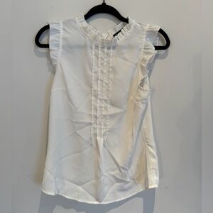 Women’s Allegra K White Ruffle-Trim Sleeveless Blouse Size XS
